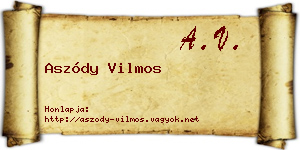Aszódy Vilmos névjegykártya